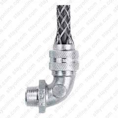 Hubbell 07401080 Strain Relief Deluxe Cord Grip 1/2 Inch Thread .500-.625 Inch Cable 90 degree angle