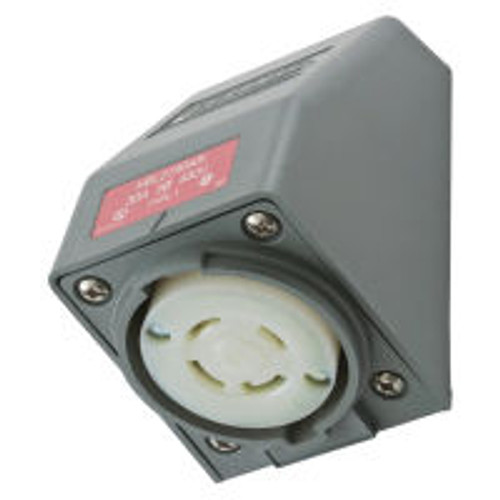 Hubbell HBL2730AR NEMA Locking L16-30R Twist-Locking Angled Gray Receptacle