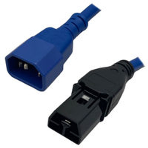 IEC320 C14 Male Plug to Saf-D-Grid 400 Connector 3.0 Meters / 10 Feet 10A/250V H05VV-F3G1.5 & 14/3 SJT Blue Power Cord