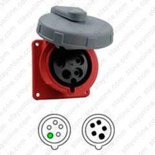 Hubbell HBL560R7W IEC60309 Pin & Sleeve 60A / 277/480V Watertight Red Receptacle