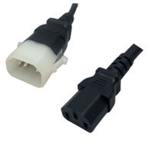 IEC320 C14 Male Plug to C13 Connector P-Lock 1.5 Meters / 5 Feet 10A/250V 18/3 SVT Black - Locking Power Cord