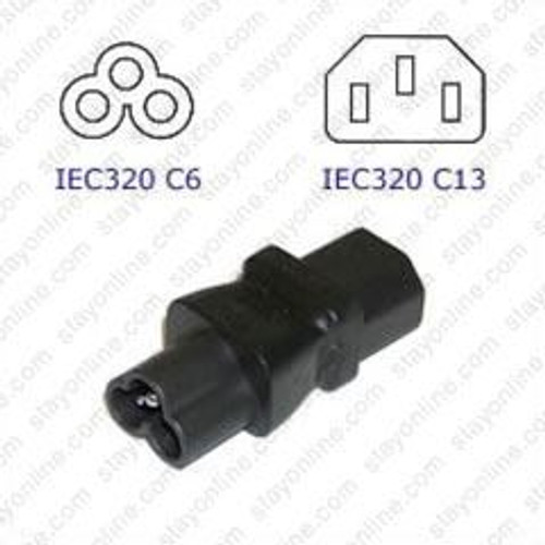 IEC320 C6 Male Plug to C13 Connector - Block Plug Adapter 