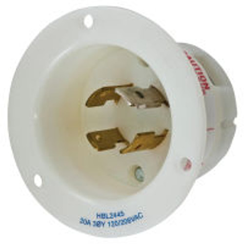 Hubbell HBL2445 AC Flanged Inlet NEMA L18-20 Male White 20A 120/208V