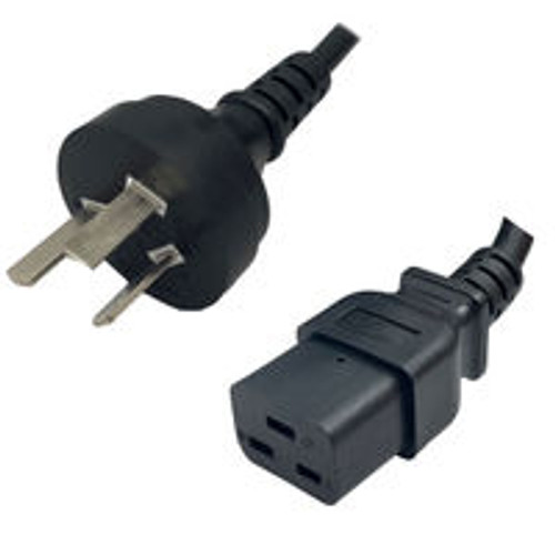 Australia AS3112 Male Plug to IEC320 C19 Connector 3.0 Meters / 10 Feet 15A/250V H05VV-F3G1.5 Black - Country Power Cord Hanked
