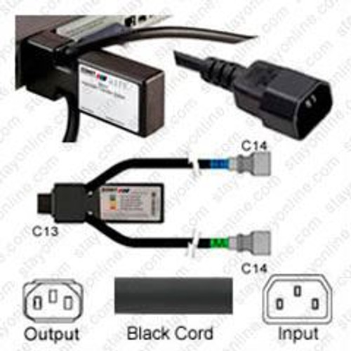 Zonit uATS1-HV-C14 ATS Input 2xC14 Plug 2 Foot Cords to Output C13