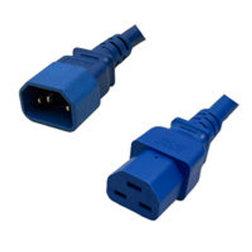 IEC320 C14 Male Plug to C21 Connector 0.6 Meters / 2 Feet 15A/250V 14/3 SJT Blue - Power Cord