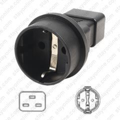 IEC320 C20 Male Plug to Schuko CEE7/7 Connector - Block Plug Adapter