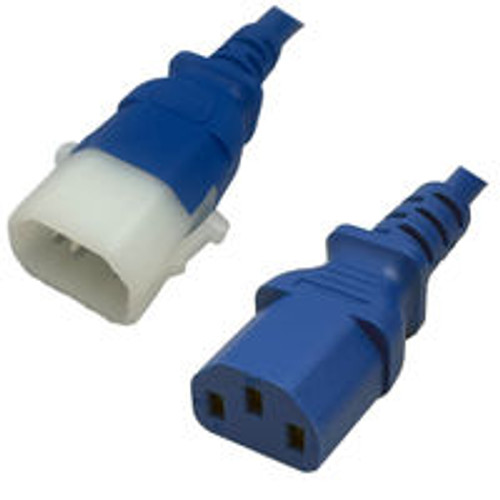 IEC320 C14 Male Plug to C13 Connector P-Lock 0.9 Meters / 3 Feet 15A/250V 14/3 SJT Blue - Locking Power Cord