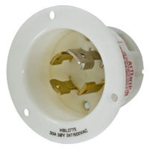 Hubbell HBL2775 AC Flanged Inlet NEMA L20-30 Male White