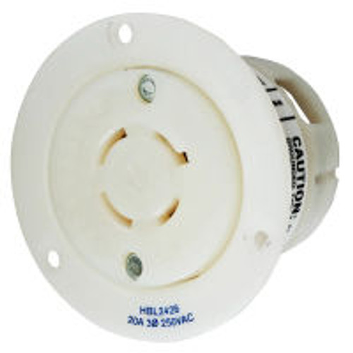 Hubbell HBL2426 AC Flanged Outlet NEMA L15-20 Female White