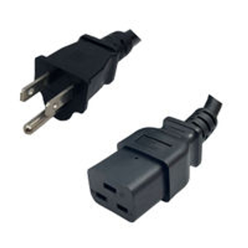 NEMA 5-15 Male Plug to IEC320 C19 Connector 1.2 Meters / 4 Feet 15A/125V 14/3 SJT Black - Power Cord