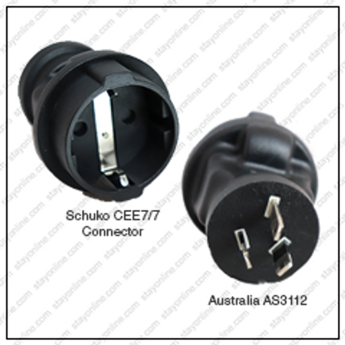 Australia AS3112 Male Plug to Schuko CEE7/7 Connector - Block Plug Adapter