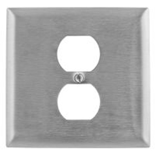Hubbell SS748 Wall Plate AC 2 Gang Duplex 2 Standard Stainless Steel