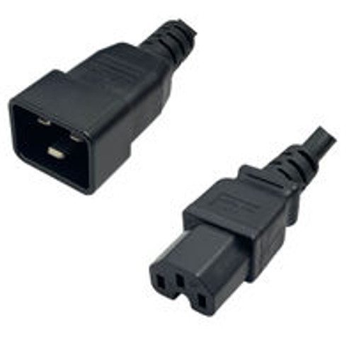 IEC320 C20 Male Plug to C15 Connector 1.2 Meters / 4 Feet 15A/250V 14/3 SJT Black - Power Cord