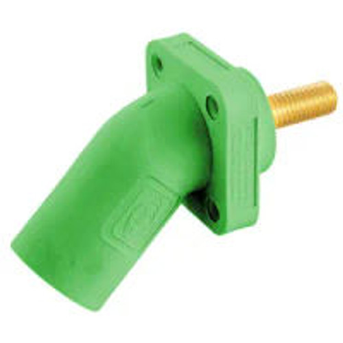 Hubbell HBLMRASGN AC Green Male Angled Inlet 300/400a 4-4/0 Stud Type Through Hole Mounting