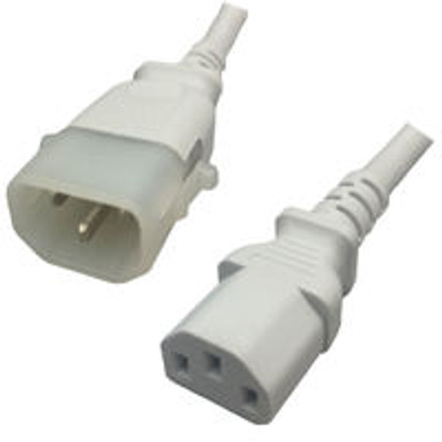 IEC320 C14 Male Plug to C13 Connector P-Lock 0.9 Meters / 3 Feet 15A/250V 14/3 SJT White - Locking Power Cord