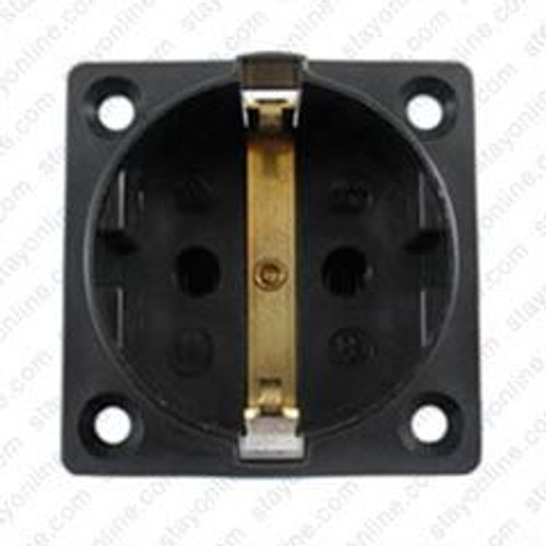 AC Female Power Wall Socket Cont. Europe CEE7/3 16 Amp 250 Volt Panel Mount Black Screw In