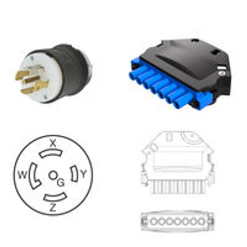 NEMA L21-30/7-Pin ORV3 Universal Input Connector 4.3 Meters / 14 Feet 30A/208V 8/4 SOOW - Locking Power Cord