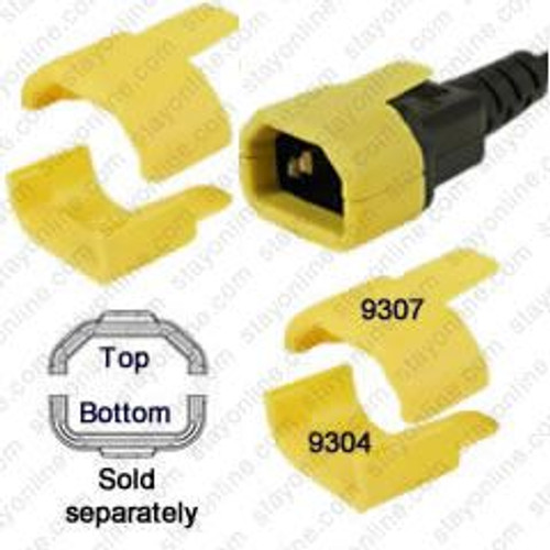 C14 SecureSleeve Top Contact Retention Insert for connecting a C14 cord end into a C13 Outlet Yellow
