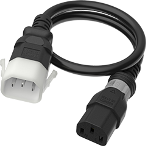 IEC320 C14 Male Plug to C13 Connector Dual-Lock 0.9 Meters / 3 Feet 10A/250V 18/3 SVT Black - Locking Power Cord