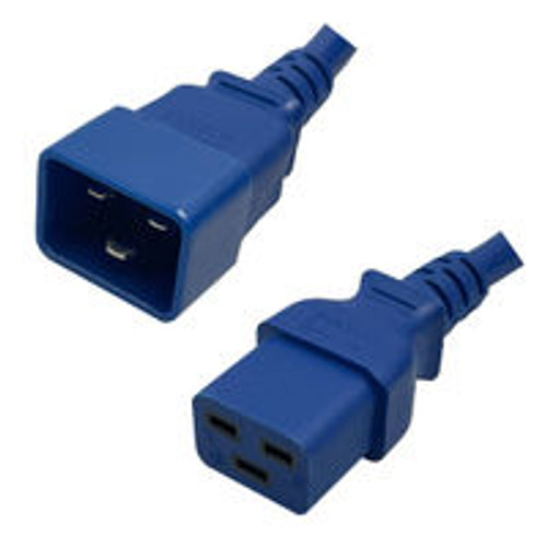 IEC320 C20 Male Plug to C19 Connector 4.5 Meters / 15 Feet 20A/250V 12/3 SJT Blue - Power Cord