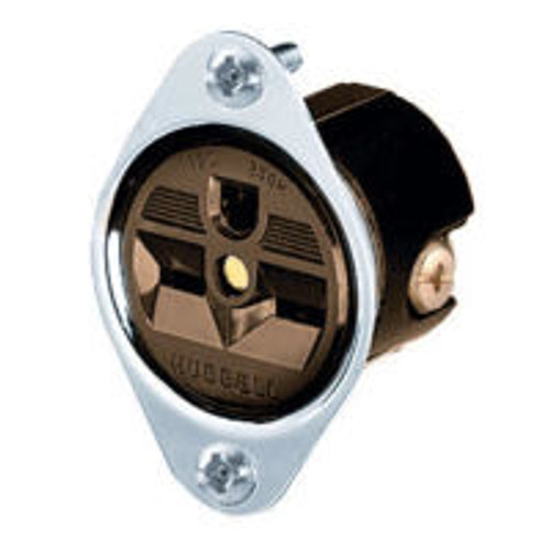 Hubbell HBL5656 Commercial/Industrial Grade Flanged Receptacle 15A/250V NEMA 6-15R Brown - Single Pack