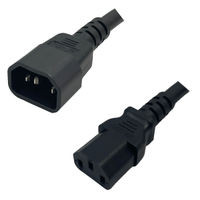 IEC320 C14 Male Plug to C13 Connector 1.5 meters / 5 feet 15A/250V 14/3 SJT Gray - Power Cord