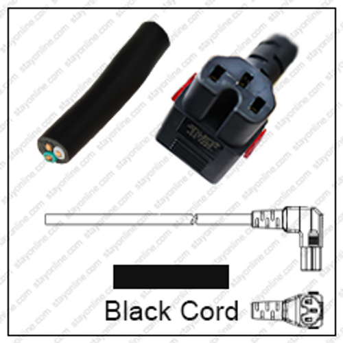 Cord Blunt to IEC320 C15 WS-Lock Female Connector Angled Up 4.5 Meters /15 Feet 15A/250V 14/3 SJT Black - Locking Power Cord