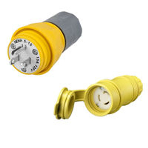 NEMA 5-15 Plug to NEMA L5-15 Connector 30.5 Meters / 100 Feet 15A/125V 12/3 SOOW Black - Water Resistant Power Cord