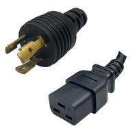 NEMA 5-20 Male Plug to NEMA L5-20 Female Connector 4.6 Meters / 15 Feet 20A/125V 12/3 SJT Shielded Black - Locking Power Cord