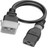 IEC320 C20 Male Plug to C19 Connector Dual-Lock 0.6 meters / 2 feet 20A/250V 12/3 SJT Blue - Locking Power Cord