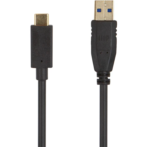 Cable, USB, USB-A to USB-C, 1.5ft, 5Gbps, 15W, USB-IF Certified, TPE, Black.