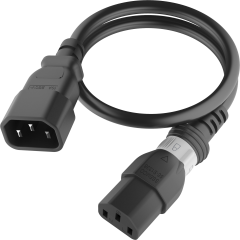IEC320 C14 Male Plug to C13 Connector Universal S-Lock 0.9 Meters / 3 Feet 10A/250V 18/3 SVT Black - Universal Locking Power Cord