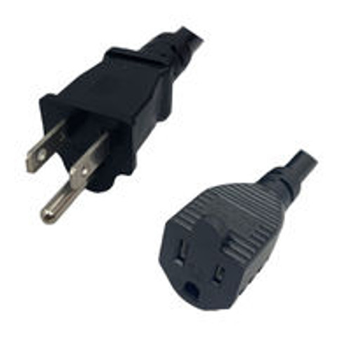 NEMA 5-15 Male Plug to 5-15 Connector 0.3 Meters / 1 Foot 15A/125V 14/3 SJT Black - Power Extension Cord