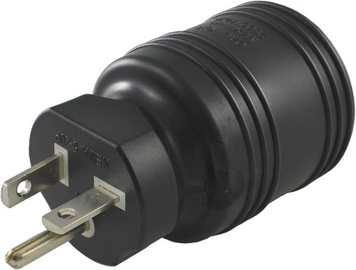 NEMA Watertight L5-30 Male Plug to NEMA 5-20 Female Connector 2.4 Meters / 8 Feet 30A/125V 10/3 SOOW Black - Locking Power Cord