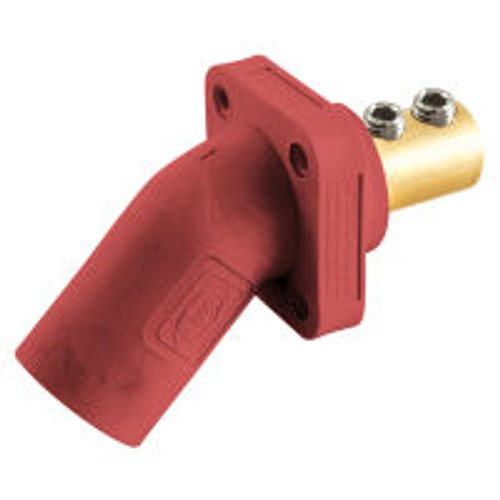 Hubbell HBLMRAR AC Red Male Angled Receptacle 300/400a 4-4/0 Double Set Screw Through Hole Mounting