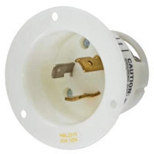 Hubbell HBL2315 AC Flanged Inlet NEMA L5-20 Male White