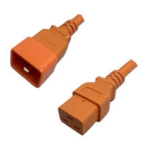 IEC320 C20 Male Plug to C19 Connector 0.9 Meters / 3 Feet 20A/250V 12/3 SJT Orange - Power Cord