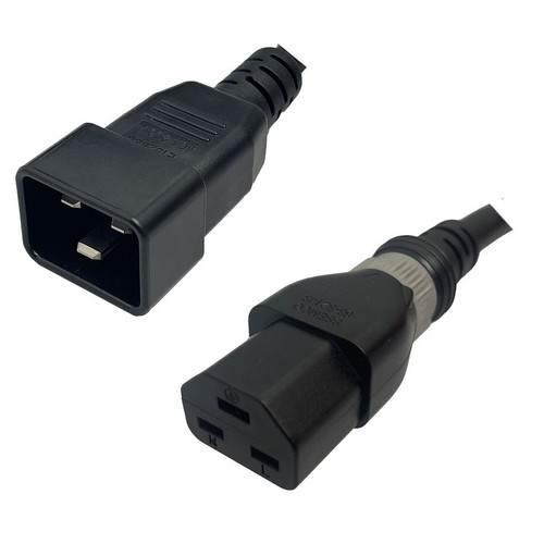 IEC320 C20 Male Plug to C21 Connector 1.8 Meters / 6 Feet 20A/250V YY 3G1.5 Black - Power Cord