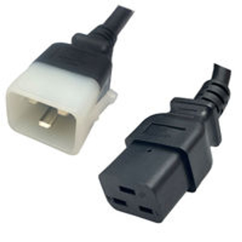 IEC320 C20 Male Plug to C19 Connector P-Lock 3.0 Meters / 10 Feet 20A/250V 12/3 SJT Black - Locking Power Cord
