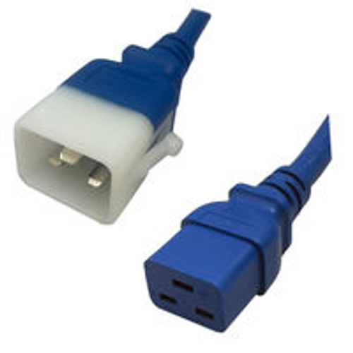 IEC320 C20 Male Plug to C19 Connector P-Lock 0.9 Meters / 3 Feet 20A/250V 12/3 SJT Blue - Locking Power Cord