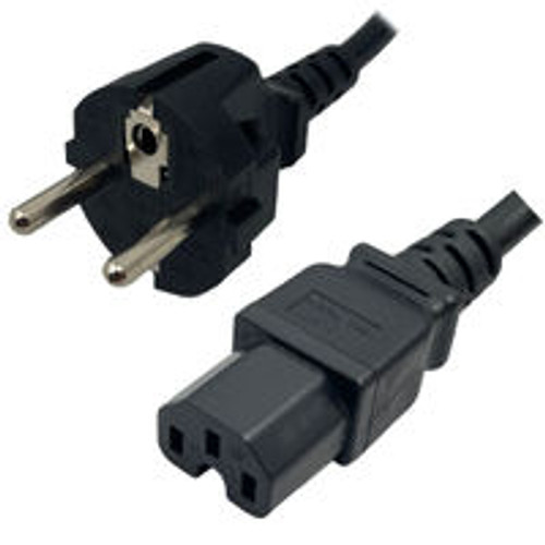 Schuko CEE7/7 Male Plug to IEC320 C15 Connector 2.5 Meters / 8 Feet 10A/250V H05V2V2-F3G1.0 Black - Country Power Cord