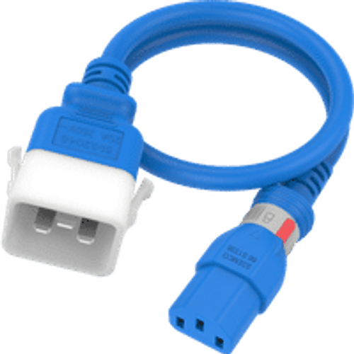 IEC320 C20 Male Plug to C13 Connector Dual-Lock 1.8 Meters / 6 Feet 15A/250V 14/3 SJT Blue - Locking Power Cord