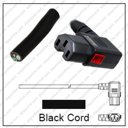 Cord Blunt to IEC320 C15 WS-Lock Female Connector Angled Right 4.5 Meters / 15 Feet 15A/250V 14/3 SJT Black - Locking Power Cord