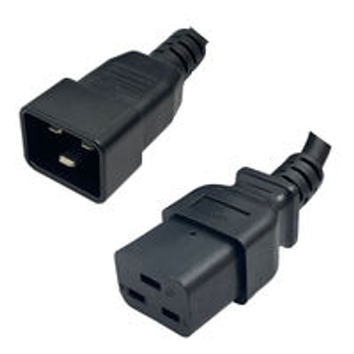 IEC320 C20 Male Plug to C19 Connector 0.3 Meters / 1 Foot 20A/250V 12/3 SJT Black - Power Cord