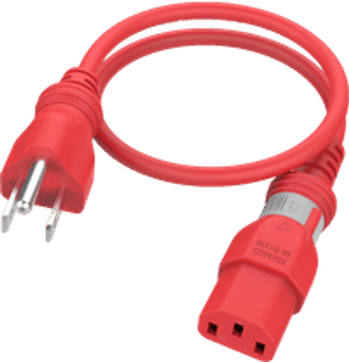 NEMA 5-15 Male Plug to C13 Connector S-Lock 1.8 Meters / 6 Feet 15A/125V 14/3 SJT Red - Locking Power Cord