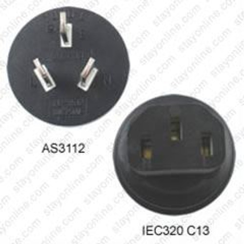 Australia AS3112 Male Plug to IEC320 C13 Connector - Block Plug Adapter 