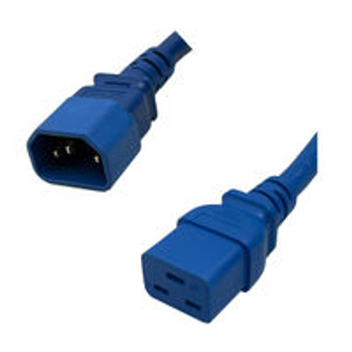 IEC320 C14 Male Plug to C19 Connector 1.2 Meters / 4 Feet 15A/250V 14/3 SJT Blue - Power Cord