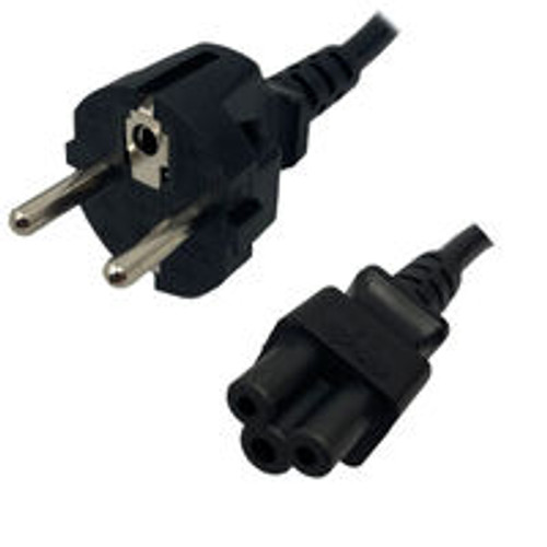 Schuko CEE7/7 Male Plug to IEC320 C5 Connector 2.0 Meters / 6.5 Feet 2.5A/250V H05VV-F3G.75 Black - Country Power Cord
