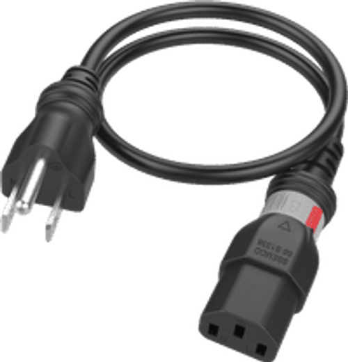 NEMA 5-15 Male Plug to C13 Connector S-Lock 4.5 Meters / 15 Feet 10A/125V 18/3 SJT Black - Locking Power Cord